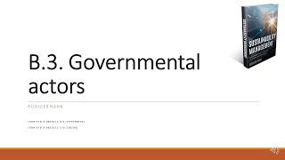 Sustainability Management: Governmental Actors