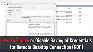 How to Enable or Disable Saving of Credentials for Remote Desktop Connection (RDP) in Windows 10/11