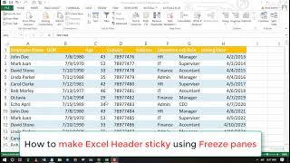 How to make Excel header float or sticky