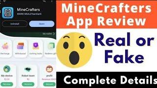 Minecrafters investment earning app | Minecrafters app se paise kamaye | mine Crafters earning