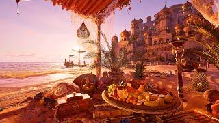 Aladdin’s Romantic Gesture of Love for Jasmine: A Sunset Beach Picnic Ambience Experience 