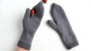 Двойные варежки с индийским клином. Вязание спицами. Knitting Mittens. Tutorial