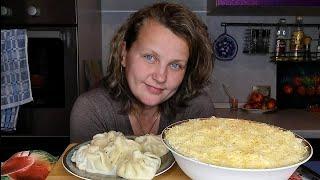 Мукбанг Вкуснейшие хинкали, салат с помидор/Отвечаю на вопрсы/Родственники приехали 