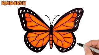 How to Draw Butterfly Easy | Monarch butterfly drawing and coloring | Art Tutorial