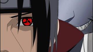 Itachi conoce a Kisame - Itachi amenaza a Kisame con el Mangekyou Sharingan