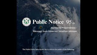 Public Notice 95 Hurricane Preparedness - Message from Governor Jonathan Johnson, September 2023