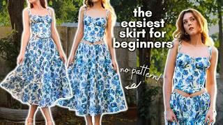 THE EASIEST SKIRT FOR BEGINNERS - DIY TIERED GATHERED SKIRT (full sewing tutorial w/ no pattern)