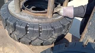 how to press a forklift Tire 300x15