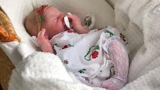 Full Body Silicone Baby Doll Ria in her Handmade Christmas Romper