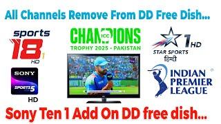 Sony Ten 1 FTA On DD free dish | All Channels Remove from DD free dish | DD free dish New Update