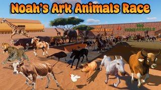 100 Savanna VS 100 Farm Animals Race in Noah's Ark Planet Zoo included Elephant, Giraffe, Cow