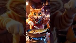 Ai Generated Cat is cooking Fish for his child and him / #ai  #aigeneratedvideo  #youtubeshorts  KR
