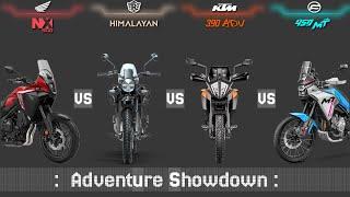 Honda NX500  Himalayan 452 Ktm 390 AdvCf Moto 450 mt | Mileage | Top Speed | Price  | Comparison