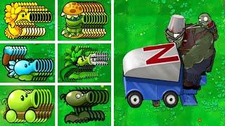 PVZ 1 Hybrid Challenge - 5 All Hybrid Peashooters Vs 1 Zomboni Gargantuar + EXTRA - Who Will Win?