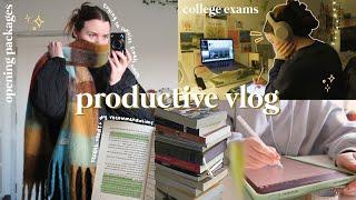 productive vlog | study with me for exams, current reads, opening packages