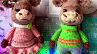 Амигуруми: схема Бычок и Коровка. Игрушки вязаные крючком - Free crochet patterns.