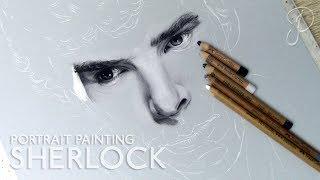 Sherlock Holmes (Benedict Cumberbatch) - "Sherlock" {Pastel Painting Drawing}