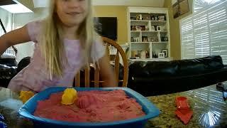 ZoBean playing with Kinetic Sand