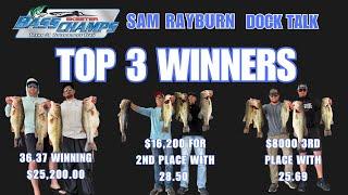 We interview the top 3 Bass Champs winners on Sam Rayburn March 1st 2025!