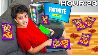 I Survived Eating TAKIS for 24 Hours While Playing Fortnite!