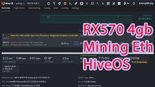 15 Mining Ethereum RX570 4gb Hiveos lolMiner 1.22 Zombie Mode 28mhs