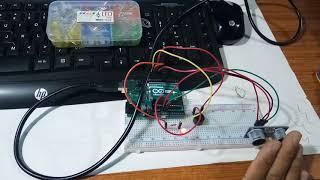 Using ultrasonic distance sensor Hc-SR04 with buzzer,  led and arduino uno.  #roboticsloverkatit