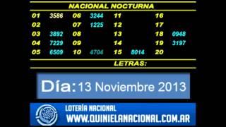 Quiniela Nacional Nocturna Miercoles 13 de Noviembre 2013