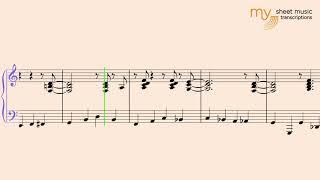 Chord Changes in the 12 Bar Blues - Piano blues sheet music transcription