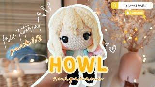 PART1/2  Howl Jenkins- How'ls Moving Castle Amigurumi Free Tutorial Crochet doll- The Looped Crafts