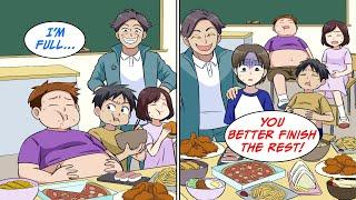 Our teacher ate like crazyAnd he organized an eating competitionBut then… [Manga Dub]