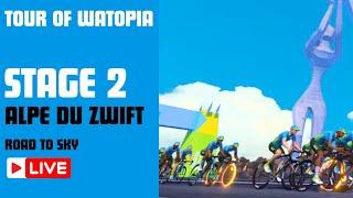 TOUR OF WATOPIA 2024 LIVE - STAGE 2 - ALPE DU ZWIFT - ROAD TO SKY (A)