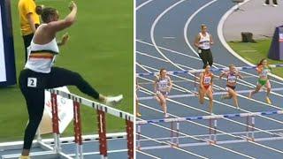 Belgian shot putter goes viral running hurdles to save team from disqualification