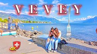 SWITZERLAND VEVEY  Experience the Beauty of Vevey's Embankment of Lake Geneva & Old Town 4K