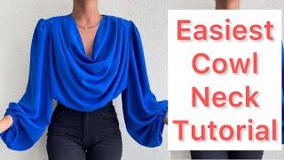 How to cut and sew a cowl neck blouse (detailed and beginner friendly).