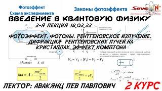 ФОТОЭФФЕКТ. ФОТОНЫ. РЕНТГЕН. ЭФФЕКТ КОМПТОНА. | КВАНТОВАЯ ФИЗИКА - АВАКЯНЦ Л. П. ФизФак МГУ