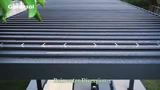 Gardesol louvered aluminum pergola with hidden drain system