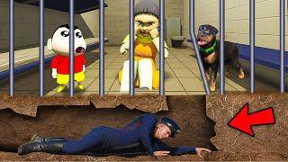 Franklin a Dig a Secret Tunnel to Escape Shin Chan & Squid Doll & Chop from Jail in Gta 5 in Telugu