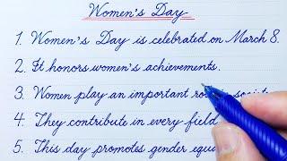 Cursive Writing Practice | 10 Lines on Women's Day | Cursive Handwriting Practice | English Writing