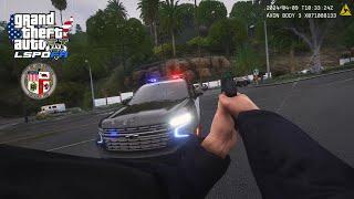 [NO COMMENTARY] GTA V LSPDFR | A SUSPECT WITH AN ACTIVE WARRANT STARTED SHOOTING AT OFFICER - LAPD