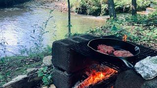 Campfire Cooking (Baked Potatoes, Cheeseburgers & Corn)