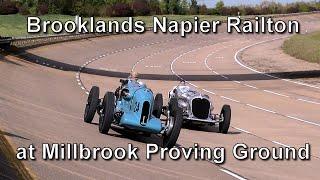 Brooklands Napier Railton at Driving at the Millbrook Proving Ground Banked Circuit