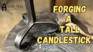 Blacksmith Forging a Tall Candlestick Holder