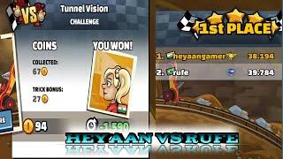 Hill Climb racing 2 Tunnel vision Challenge Heyaan gamer vs rufe only time winning 39.784