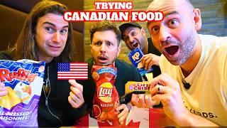 Americans try Canadian Snacks...Ketchup chips, poutine, Coffee Crisp