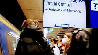 Amsterdam Airport to Utrecht Central Train Intercity | Sunday 13 Feb 2022 | 08:00 pm (9°C)