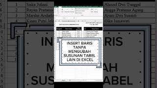 INSERT BARIS TANPA MENGUBAH SUSUNAN TABEL LAIN DI EXCEL #shorts