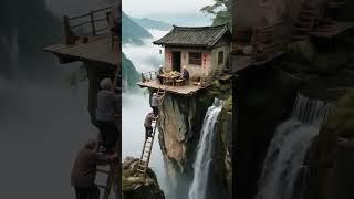 山水如墨卷！“云深不知处，崖上有仙居” #治愈系#悬崖上的温馨 #travel