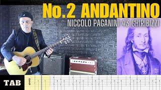 No.2 Andantino - Niccolò Paganini (with TAB) 43 Ghiribizzi, Acoustic guitar fingerstyle