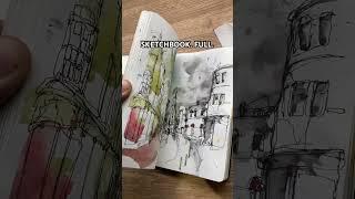 The Moleskine book is done. A collection of urban sketching #lineandwash #urbansketching #sketching