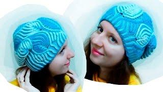 Женская шапка "Морозные узоры" Бриошь спицами. Часть 1 // Brioche Stitch // Women's hats knitting